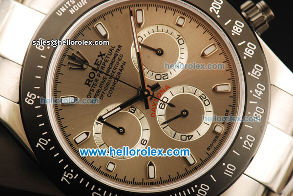Rolex Daytona Chronograph Swiss Valjoux 7750 Automatic Movement Steel Case with Grey Dial and Black Bezel-Steel Strap - Click Image to Close